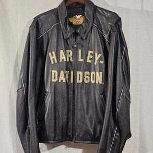 Harley Davidson 100 Year Leather Motorcycle Jacket Mens Size 3XL